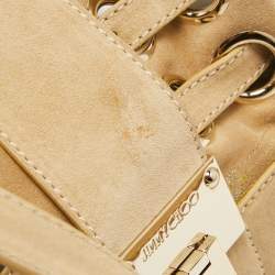 Jimmy Choo Beige Suede and Lurex Riki Tote