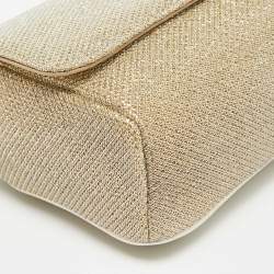 Jimmy Choo Gold Lame Glitter Fabric Ruby Chain Clutch