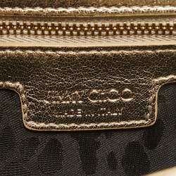 Jimmy Choo Gold Lame Glitter Fabric Ruby Chain Clutch