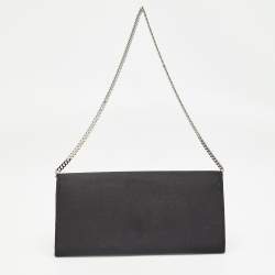 Pre Owned Jimmy Choo Black Satin Margot Chain Clutch
