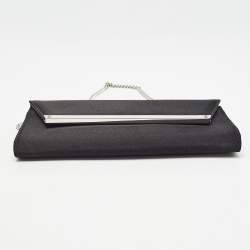 Pre Owned Jimmy Choo Black Satin Margot Chain Clutch