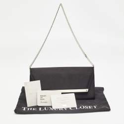 Pre Owned Jimmy Choo Black Satin Margot Chain Clutch