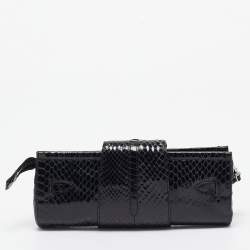Pre Owned Jimmy Choo Black Snakeskin Tulita Clutch