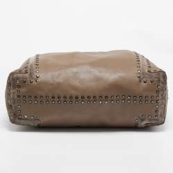 Jimmy Choo Brown Leather and Suede Leather Studded Saba Hobo