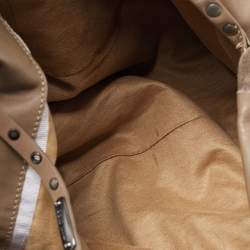 Jimmy Choo Brown Leather and Suede Leather Studded Saba Hobo