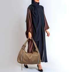 Jimmy Choo Brown Leather and Suede Leather Studded Saba Hobo