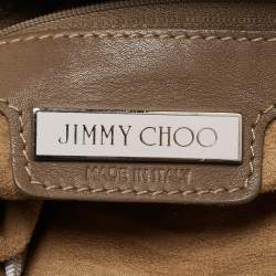 Jimmy Choo Brown Leather and Suede Leather Studded Saba Hobo