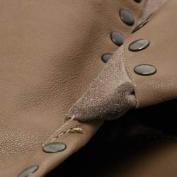 Jimmy Choo Brown Leather and Suede Leather Studded Saba Hobo