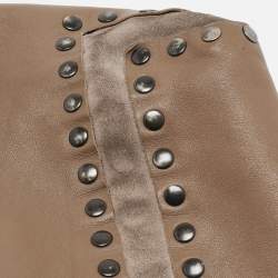 Jimmy Choo Brown Leather and Suede Leather Studded Saba Hobo