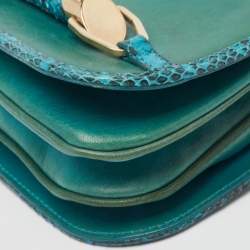 Pre Owned Jimmy Choo Green Leather and Snakeskin Zadie Crossbody Bag