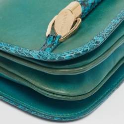 Pre Owned Jimmy Choo Green Leather and Snakeskin Zadie Crossbody Bag