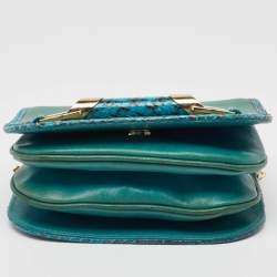 Pre Owned Jimmy Choo Green Leather and Snakeskin Zadie Crossbody Bag
