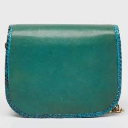 Pre Owned Jimmy Choo Green Leather and Snakeskin Zadie Crossbody Bag