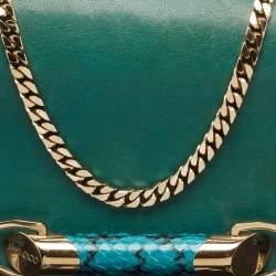 Pre Owned Jimmy Choo Green Leather and Snakeskin Zadie Crossbody Bag