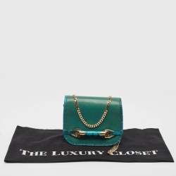 Pre Owned Jimmy Choo Green Leather and Snakeskin Zadie Crossbody Bag