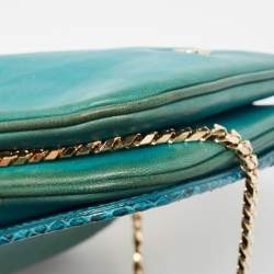 Pre Owned Jimmy Choo Green Leather and Snakeskin Zadie Crossbody Bag