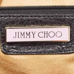 Pre Owned Jimmy Choo Black Pebbled Leather Rolling Weekender Bag
