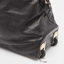 Pre Owned Jimmy Choo Black Pebbled Leather Rolling Weekender Bag