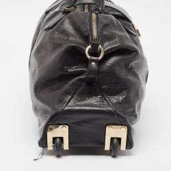 Pre Owned Jimmy Choo Black Pebbled Leather Rolling Weekender Bag