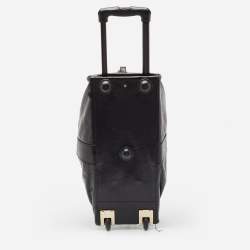 Pre Owned Jimmy Choo Black Pebbled Leather Rolling Weekender Bag
