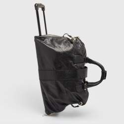 Pre Owned Jimmy Choo Black Pebbled Leather Rolling Weekender Bag