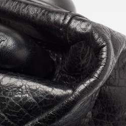 Pre Owned Jimmy Choo Black Pebbled Leather Rolling Weekender Bag