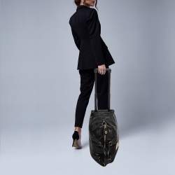 Pre Owned Jimmy Choo Black Pebbled Leather Rolling Weekender Bag