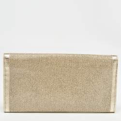 Pre Owned Jimmy Choo Gold Glitter Leather Reese Clutch
