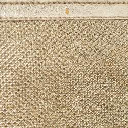 Pre Owned Jimmy Choo Gold Glitter Leather Reese Clutch