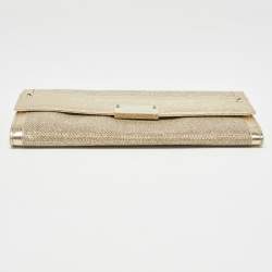 Pre Owned Jimmy Choo Gold Glitter Leather Reese Clutch