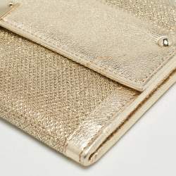 Pre Owned Jimmy Choo Gold Glitter Leather Reese Clutch