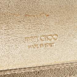 Pre Owned Jimmy Choo Gold Glitter Leather Reese Clutch
