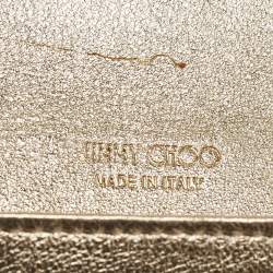 Pre Owned Jimmy Choo Gold Glitter Leather Reese Clutch