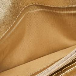 Pre Owned Jimmy Choo Gold Glitter Leather Reese Clutch