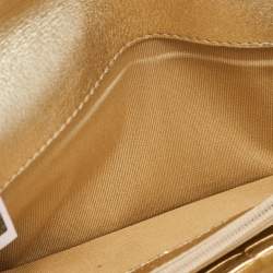 Pre Owned Jimmy Choo Gold Glitter Leather Reese Clutch