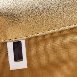 Pre Owned Jimmy Choo Gold Glitter Leather Reese Clutch