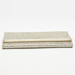 Pre Owned Jimmy Choo Gold Glitter Fabric Milla Chain Clutch