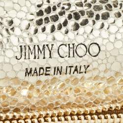 Pre Owned Jimmy Choo Gold Glitter Fabric Milla Chain Clutch