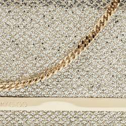 Pre Owned Jimmy Choo Gold Glitter Fabric Milla Chain Clutch