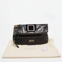 Pre Owned Jimmy Choo Black Leather and Suede Mave Foldover Clutch