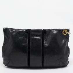 Pre Owned Jimmy Choo Black Leather and Suede Mave Foldover Clutch