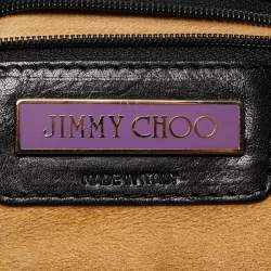 Pre Owned Jimmy Choo Black Leather and Suede Mave Foldover Clutch