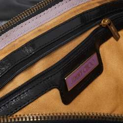 Pre Owned Jimmy Choo Black Leather and Suede Mave Foldover Clutch