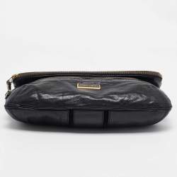Pre Owned Jimmy Choo Black Leather and Suede Mave Foldover Clutch