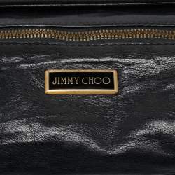 Pre Owned Jimmy Choo Black Leather and Suede Mave Foldover Clutch