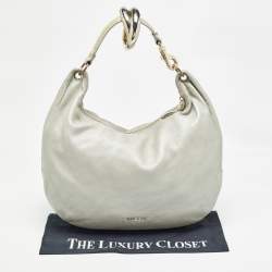 Jimmy Choo Silver Leather Large Solar Hobo