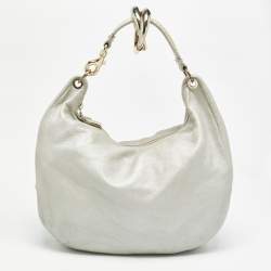 Jimmy Choo Silver Leather Large Solar Hobo