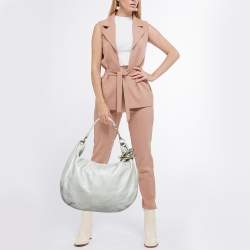 Jimmy Choo Silver Leather Large Solar Hobo