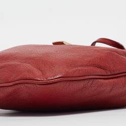 Jimmy Choo Red Leather Drawstring Shoulder Bag