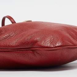 Jimmy Choo Red Leather Drawstring Shoulder Bag